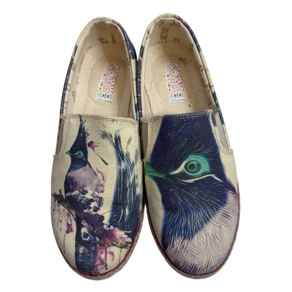GOBY Peacock Bird-Print Slip-On Espadrilles in Multi Color $185 - Picture 4 of 6